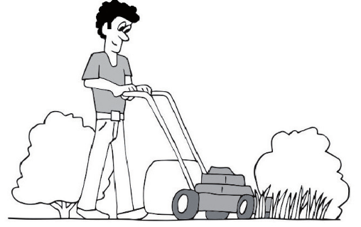 a man mowing the grass