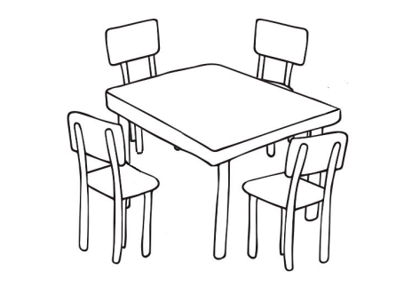 a white table with 4 chairs